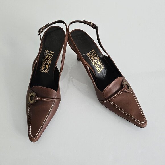 Ferragamo Sling Backs. New!! Vintage!! - Picture 1 of 11
